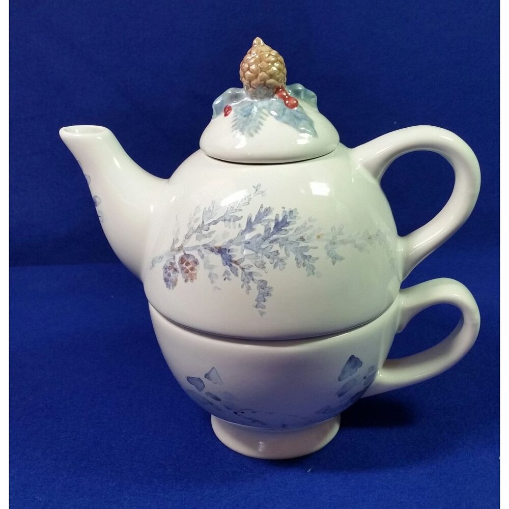 Pfaltzgraff Winter Frost Stacking Tea For One Tea Set Polar Bear China Backstamp